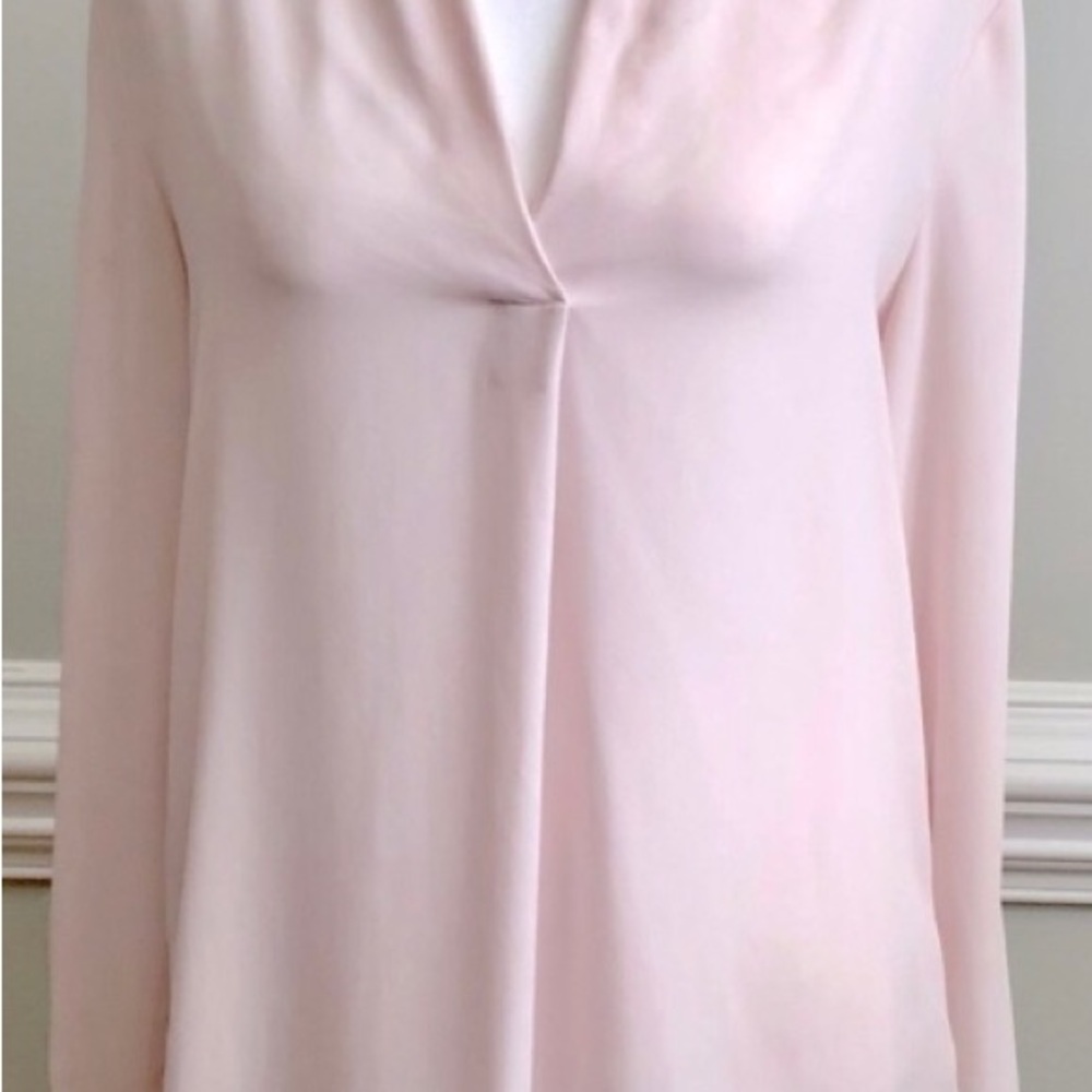 LOFT Blush Pink Long Sleeve V-Neck Relaxed Blouse - Picture 3 of 8